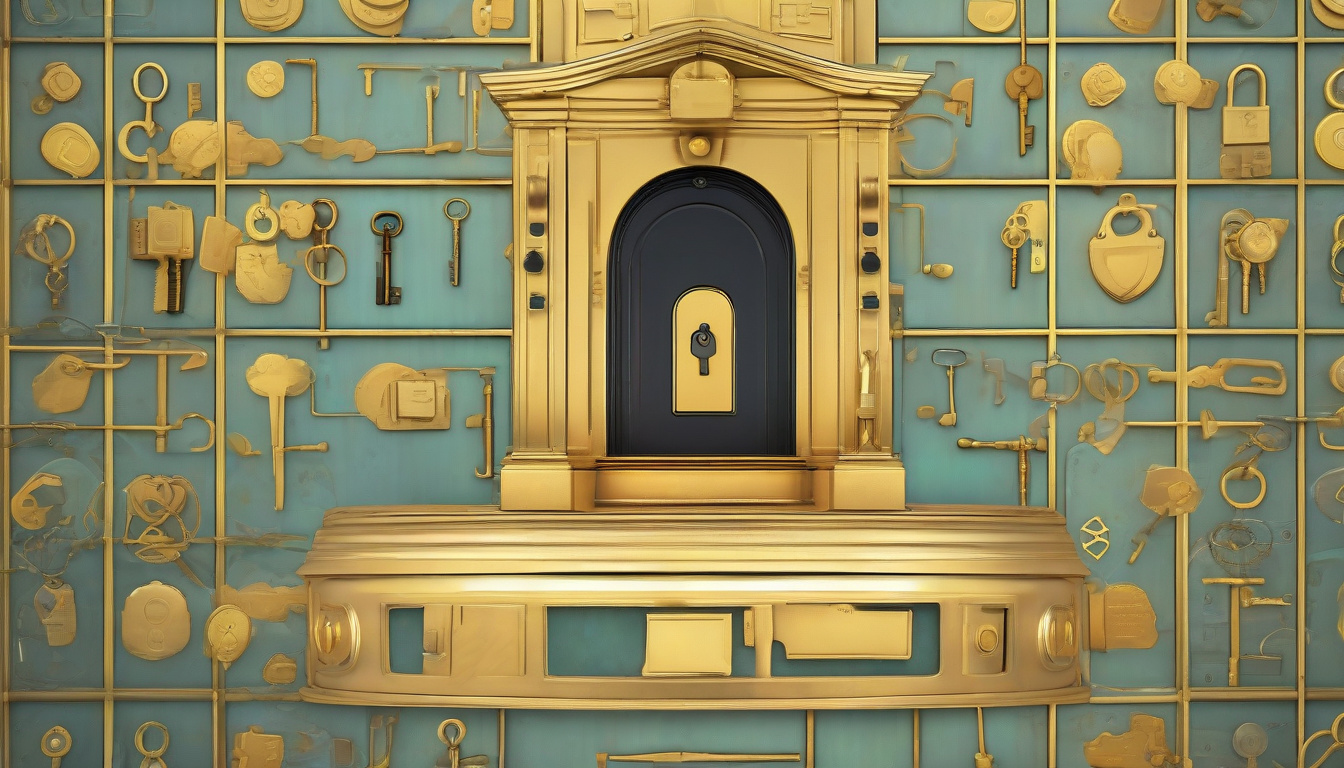 secure family vault, golden keys, inheritance planning, peaceful serene background, modern design