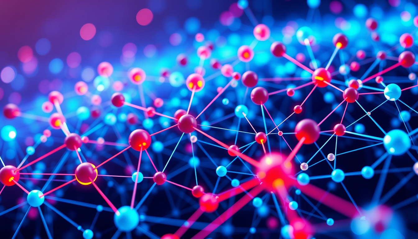 abstract network of diverse agents simulating complex system dynamics, digital art style