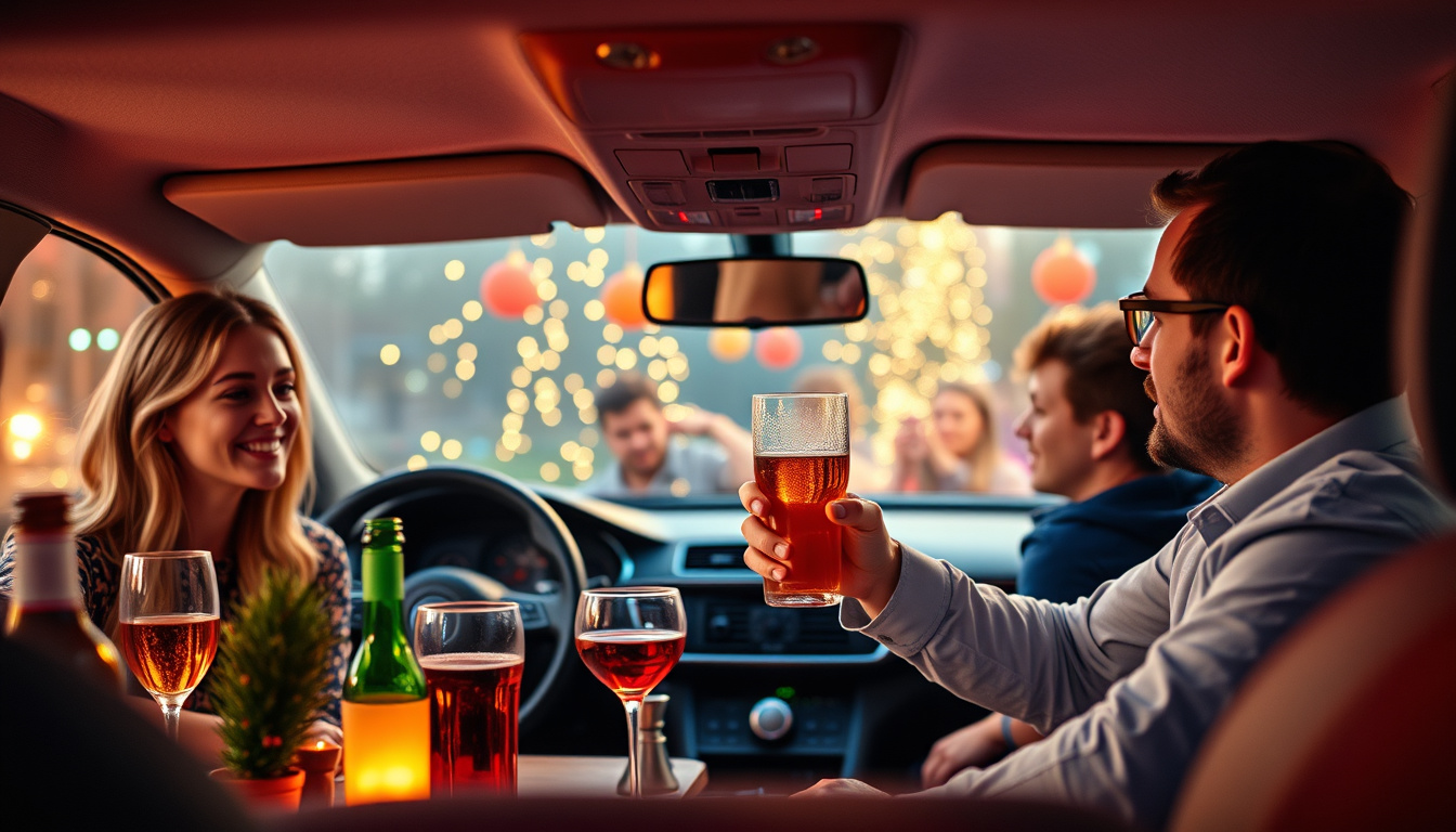  A vigilant driver refusing to drink alcohol at a festive party with a family-friendly atmosphere