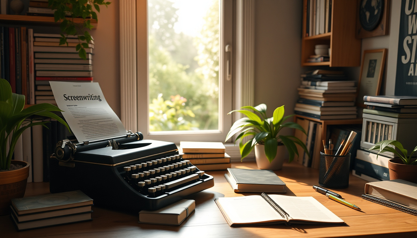 Unlock Your Scriptwriting Potential: Discover the <b>Best Books on Screenwriting</b> Today!’ style=’display: block; margin: auto; max-width: 100%; height: auto;’></p>
<h2>Key Takeaways</h2>
<ul>
<li>Screenwriting books are essential tools for improving your writing skills and understanding the craft.</li>
<li>Classic texts like ‘Save the Cat!’ and ‘The Screenwriter’s Workbook’ provide time-tested techniques for aspiring screenwriters.</li>
<li>Modern innovative books showcase unique approaches suitable for today’s diverse storytelling formats.</li>
<li>Choosing the right screenwriting book depends on your personal goals and current skill level.</li>
<li>Applying lessons from these books can enhance your scripts and help you find your voice as a writer.</li>
</ul>
<h3>Understanding the Importance of Screenwriting Books</h3>
<p>Screenwriting is a crucial element in the filmmaking process, and understanding its nuances can significantly elevate your storytelling skills. This is where the <b>best books on screenwriting</b> come into play, offering invaluable insights, techniques, and frameworks that can help both novice and seasoned writers alike. These books not only introduce foundational concepts such as structure, character development, and dialogue crafting, but they also delve into the art of revision and the business side of screenwriting. By exploring these literary resources, aspiring screenwriters can learn how to convey their unique vision while adhering to industry standards, ultimately increasing their chances of success in a competitive field. Whether you’re looking for practical advice or inspiration from industry legends, the right screenwriting book can serve as your guide on the transformative journey of writing for film.</p>
<h3>Top Recommended Books for Aspiring Screenwriters</h3>
<p>For aspiring screenwriters looking to hone their craft, diving into the <b>best books on screenwriting</b> can provide invaluable insights and inspiration. One standout recommendation is ‘Save the Cat!’ by Blake Snyder, which offers a practical approach to story structure and character development that has become essential reading in the industry. Another incredible resource is ‘Story’ by Robert McKee, a comprehensive guide that delves into the fundamentals of storytelling and narrative techniques that are crucial for creating compelling scripts. Additionally, ‘The Anatomy of Story’ by John Truby presents a unique perspective on storytelling, focusing on the underlying principles that make stories resonate. For those interested in character arcs, ‘Creating Characters: The Complete Guide to Populating Your Fiction’ by Pixie Pellazzari is a fantastic read. Each of these titles not only lays the groundwork for successful screenwriting but also inspires creativity, making them integral to an aspiring writer’s library.</p>
<blockquote><p>‘A writer is someone for whom writing is more difficult than it is for other people.’ — Thomas Mann</p></blockquote>
<p><a href=
