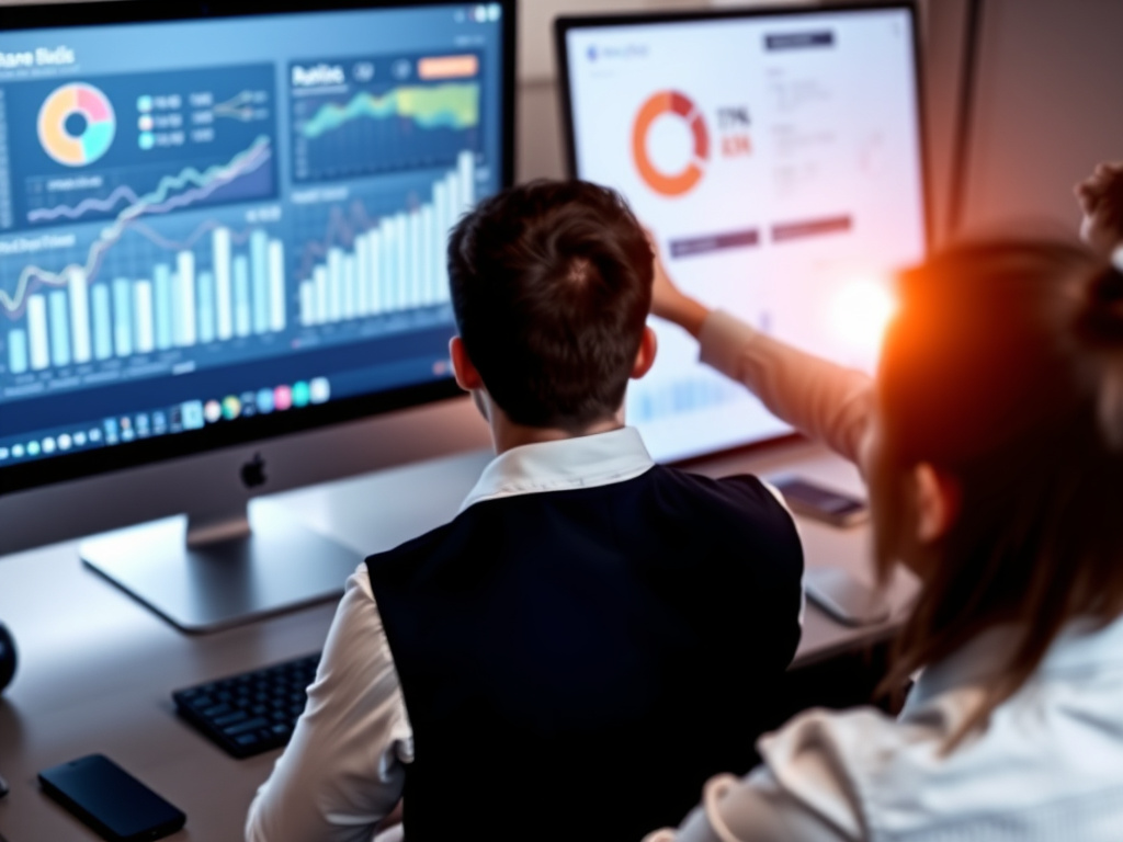 professional team analyzing website analytics on a digital interface with SEO graphs