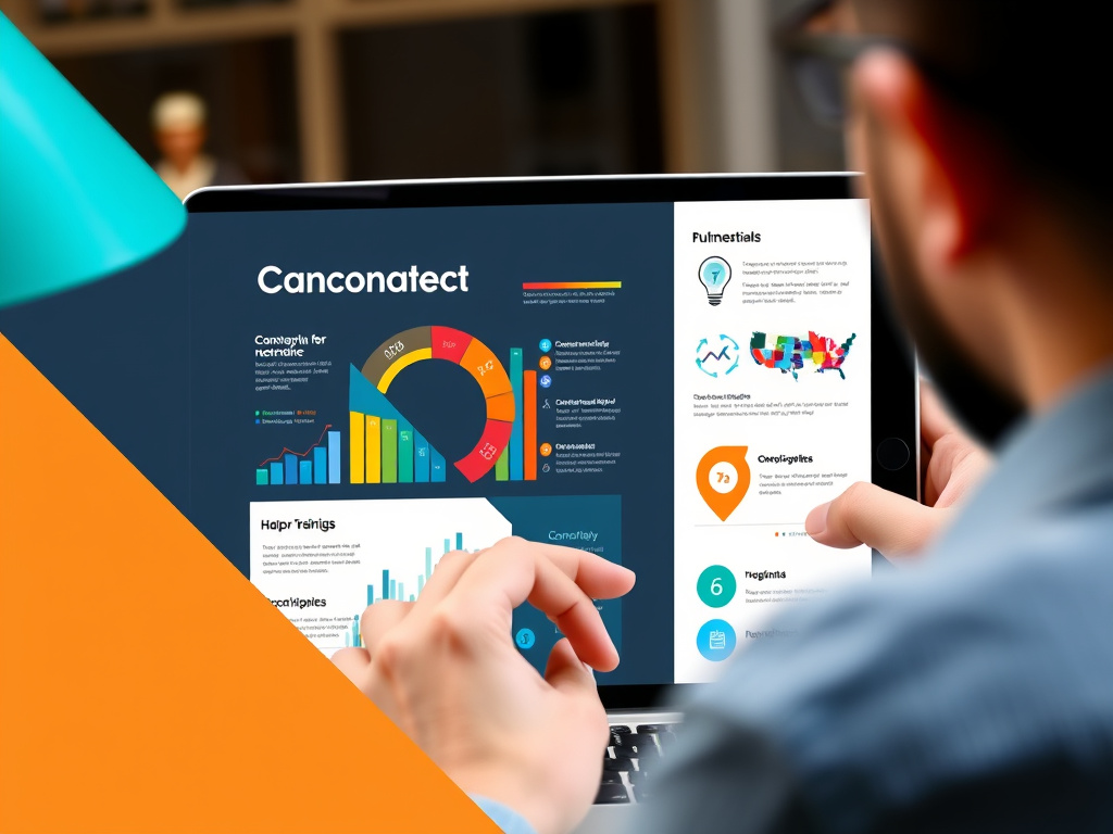 professional designer creating infographic for content marketing strategy on a digital tablet