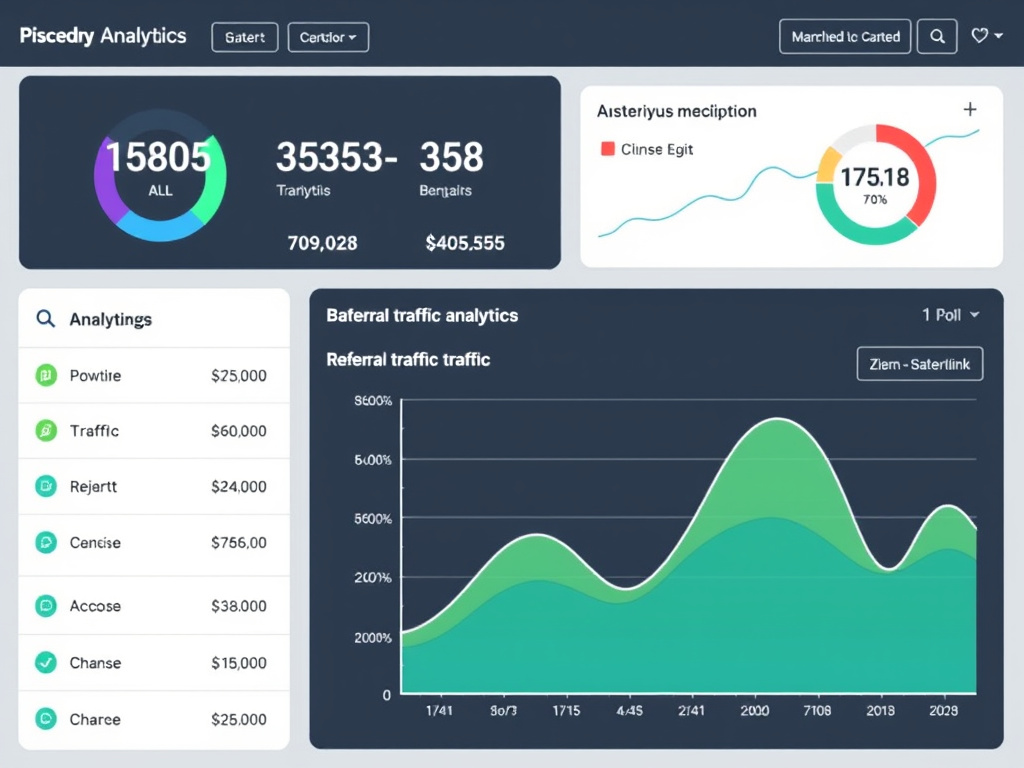digital marketing analytics dashboard displaying backlink and referral traffic data