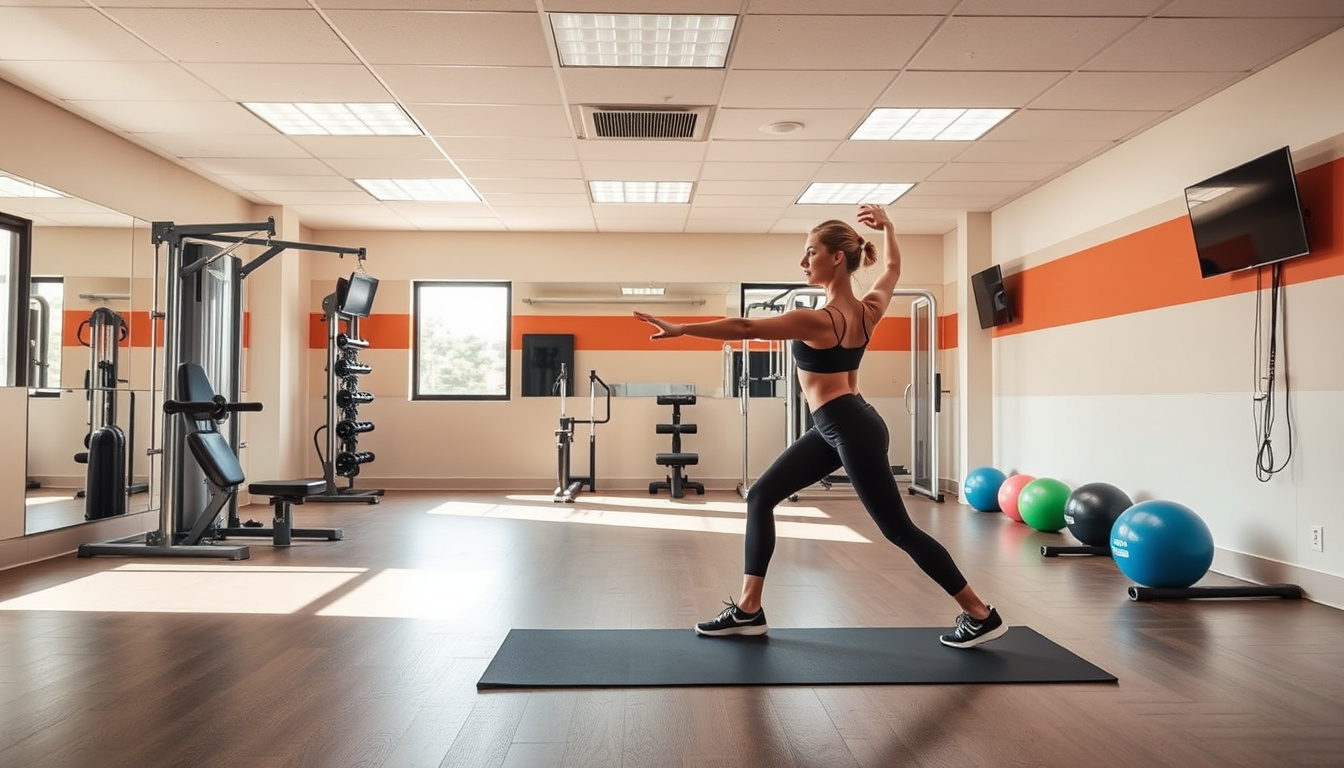  Safe gym environment with proper equipment and stretching