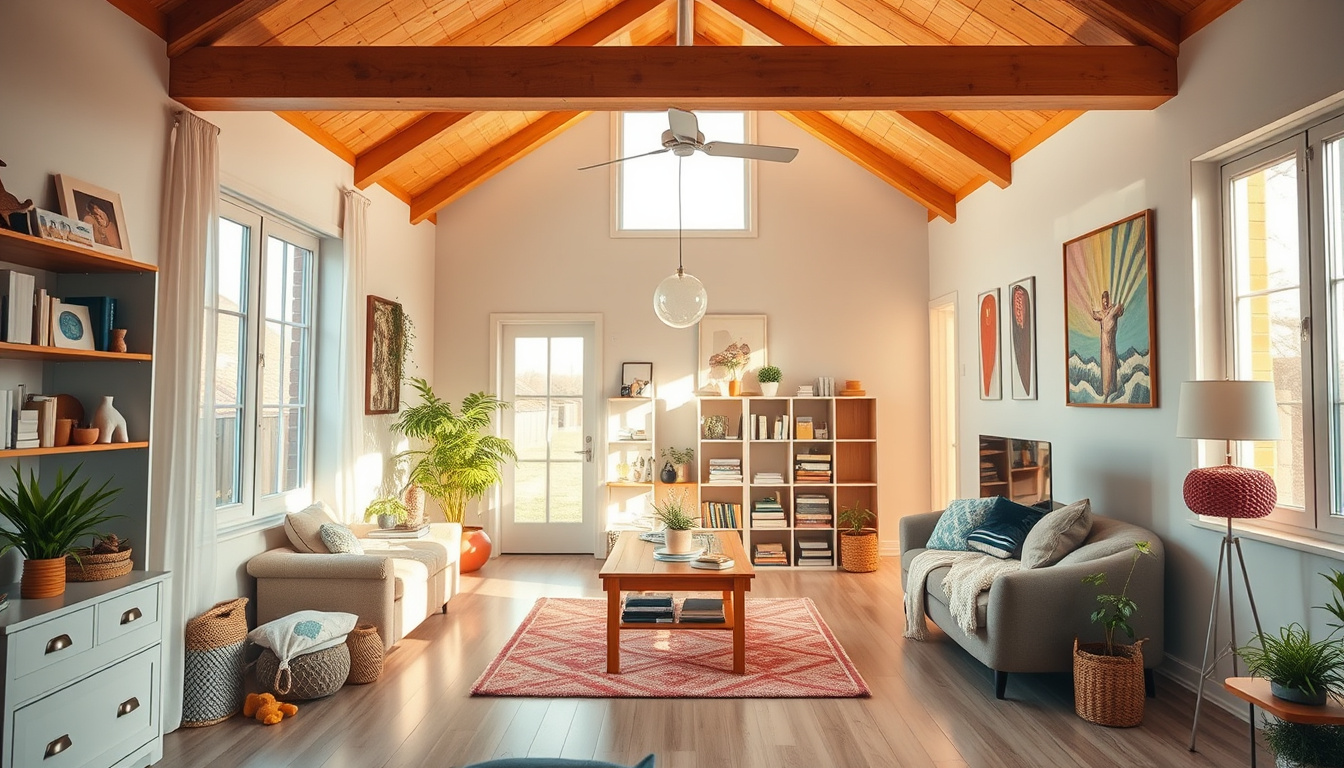  Brightly lit house interior with clutter-free space and fresh decor