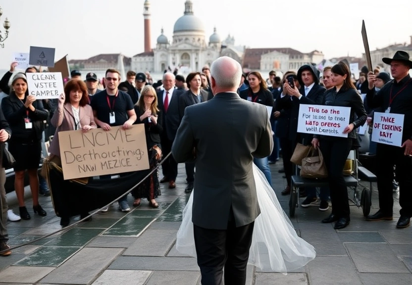 Representação visual de Activists Gear Up to Disrupt Jeff Bezos's Wedding in Venice Over Wealth Inequality