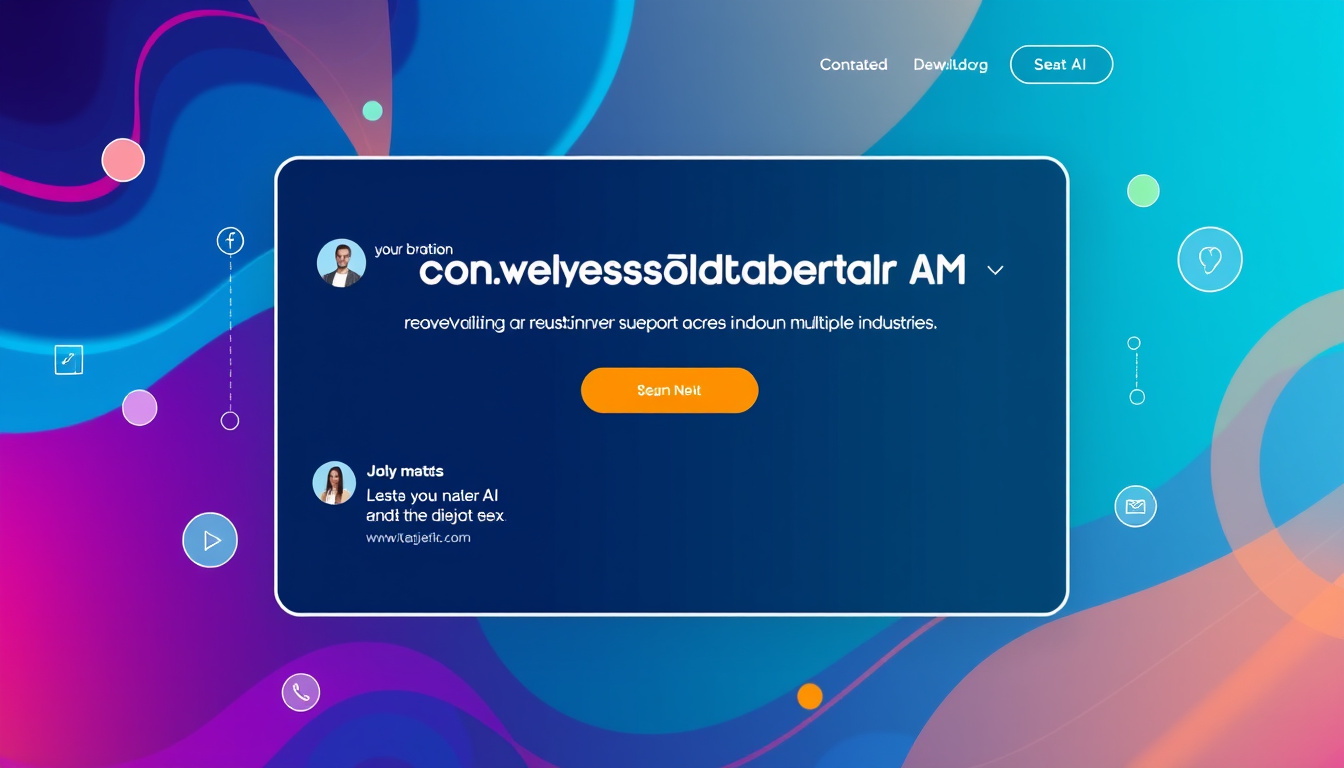  vibrant digital interface showcasing conversational AI revolutionizing customer support across multiple industries