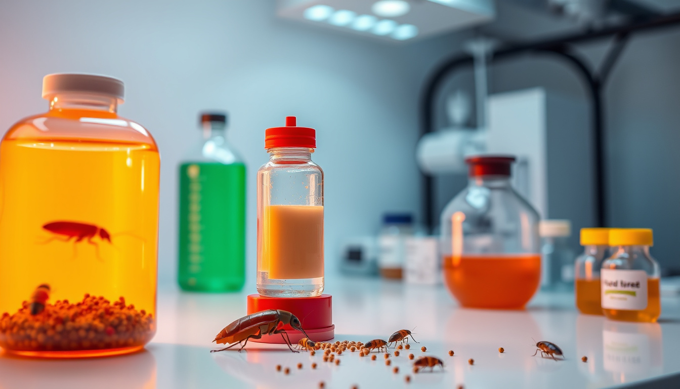  scientific laboratory setup showing german cockroach bait effectiveness testing
