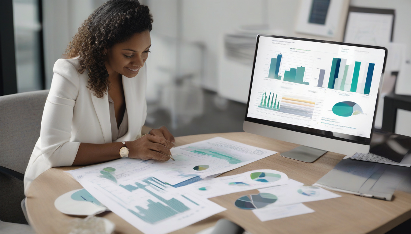 Modern advisor reviewing client onboarding charts with digital tools