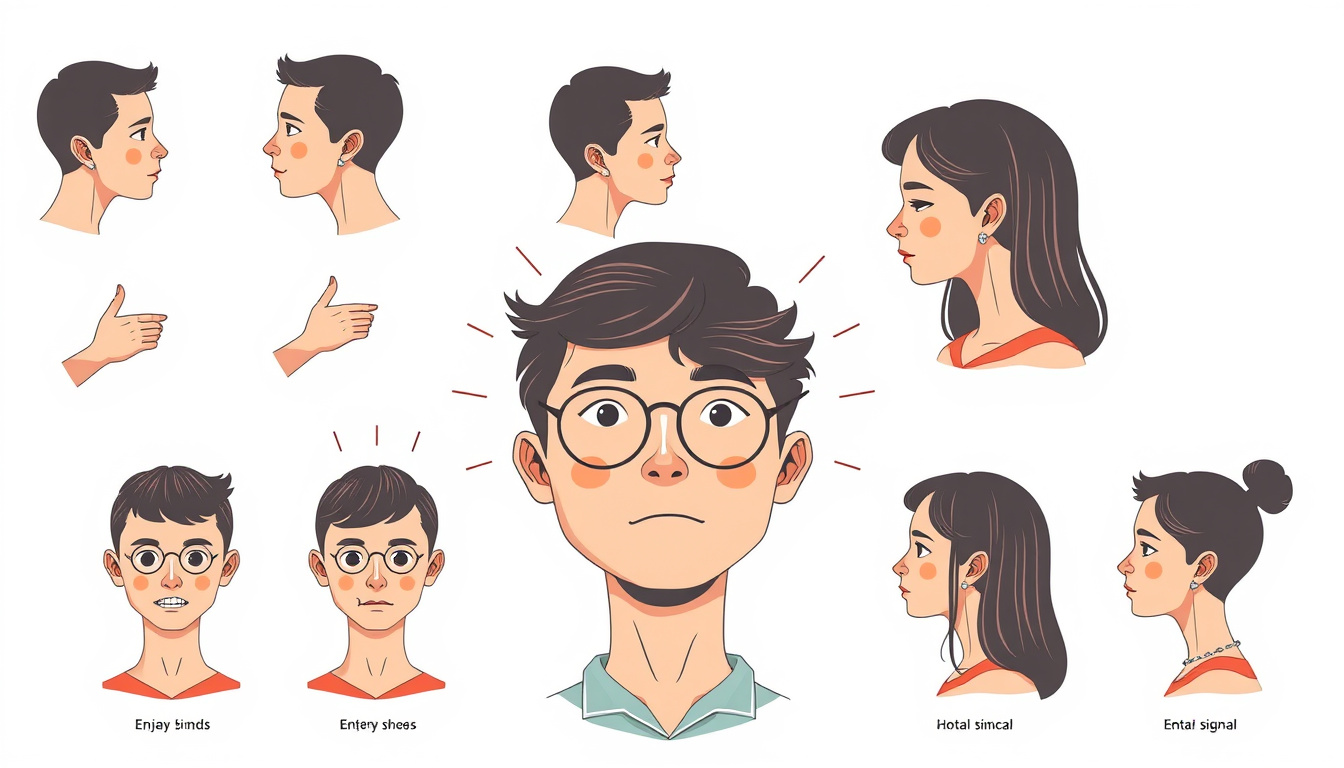  A detailed illustration of various behavioral signals and gestures decoded into emotional states