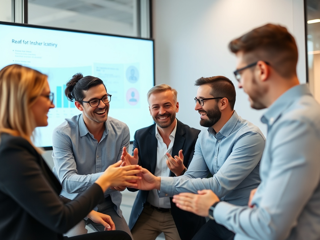 corporate team engaging in digital outreach and link-building strategy discussion