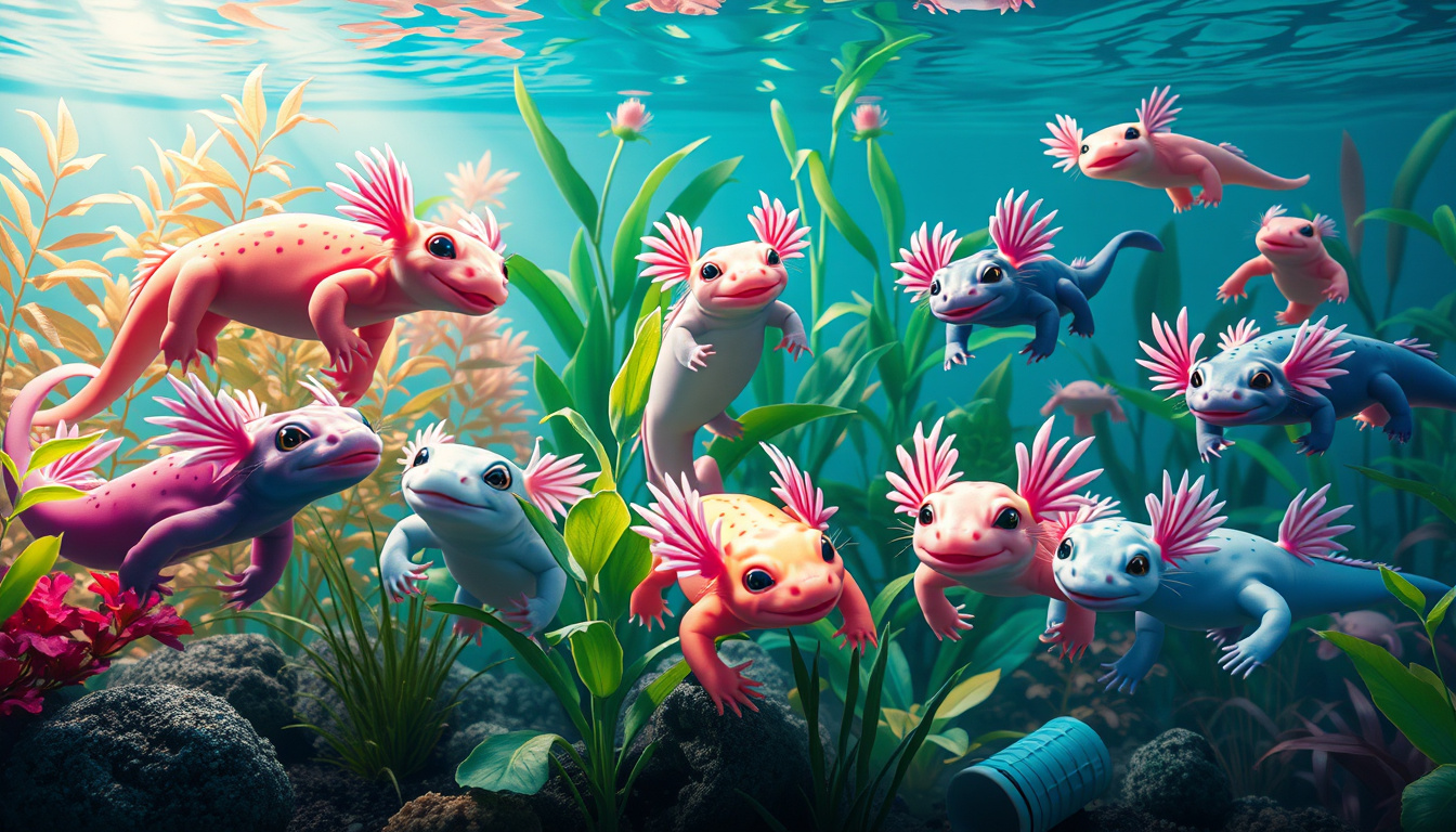 Unlocking the Secrets of<b> Axolotl Morphology</b>: A Deep Dive into Nature’s Marvels’ style=’display: block; margin: auto; max-width: 100%; height: auto;’></p>
<h2>The TL;DR</h2>
<ul>
<li>Axolotls are a unique amphibian known for their remarkable regenerative abilities and distinct morphology.</li>
<li>Understanding<b> axolotl morphology</b> involves key concepts such as structure, function, and adaptability to their environment.</li>
<li>Their physical characteristics include external gills, a laterally compressed body, and varying pigmentation patterns.</li>
<li>Environmental factors, such as habitat and water quality, significantly influence<b> axolotl morphology</b> and development.</li>
<li>Morphological variations among axolotl populations highlight the significance of evolution and have implications for their conservation efforts.</li>
</ul>
<h3>Introduction to Axolotls: Nature’s Unique Creature</h3>
<p>When you think about unique and fascinating creatures in the animal kingdom, the axolotl stands out like no other.</p>
<p>Known scientifically as Ambystoma mexicanum, this extraordinary amphibian is not only adored by pet enthusiasts but also captivates the attention of scientists and nature lovers alike.</p>
<p>One of the most intriguing aspects of axolotls is their remarkable <b>axolotl morphology</b>.</p>
<p>Unlike many other amphibians, axolotls retain their juvenile features throughout their lives, a phenomenon known as neoteny.</p>
<p>This means they keep their external gills, which are feathery appendages extending from the sides of their heads, and their aquatic lifestyle.</p>
<p>Their bodies are uniquely shaped to adapt to underwater living, featuring a smooth, elongated form and a sturdy tail that aids in swimming.</p>
<p>Understanding<b> axolotl morphology</b> is not just about appreciating their beauty; it’s also crucial for conservation efforts as these creatures face threats in their natural habitat.</p>
<h3>Understanding Morphology: Key Concepts and Definitions</h3>
<p>When diving into the fascinating world of<b> axolotl morphology</b>, it’s essential to grasp some key concepts that define these extraordinary creatures.</p>
<p>Morphology, at its core, refers to the study of the form and structure of organisms.</p>
<p>In the case of axolotls, a type of salamander known for their regenerative abilities, their morphology reveals striking adaptations for life in an aquatic environment.</p>
<p>These include their feathery external gills that allow for efficient respiration underwater and a streamlined body shape that aids in swimming.</p>
<p>Additionally, the axolotl’s unique limb structure showcases how evolution has equipped them to thrive in their native habitats while also making them a subject of intense scientific research.</p>
<p>Understanding<b> axolotl morphology</b> not only highlights the beauty of biodiversity but also opens up discussions on conservation and the pivotal role these amphibians play in our ecosystems.</p>
<blockquote><p>‘Nature is not a place to visit. It is home.’ – Gary Snyder</p></blockquote>
<h3>Physical Characteristics of Axolotls: A Detailed Analysis</h3>
<p>Axolotl morphology is nothing short of fascinating, making these remarkable creatures a subject of intrigue for both scientists and young learners alike.</p>
<p>At first glance, axolotls, also known as Mexican salamanders, are easily recognizable thanks to their unique physical traits.</p>
<p>One of the most striking features is their feather-like gills that protrude from the sides of their heads, which not only enhance their appearance but also enable effective respiration underwater.</p>
<p>These gills come in three pairs and can be seen in vibrant shades of pink or green, depending on the individual’s color morph.</p>
<p>Additionally, axolotls typically reach lengths of 9 to 12 inches and possess a slender body covered in smooth, moist skin that ranges from albino white to dark melanoid shades.</p>
<p>Their large, lidless eyes, which lack the typical eyelids seen in other amphibians, give them a distinctive look, while their broad head and the wide mouth contribute to their endearing facial expressions.</p>
<p>Understanding<b> axolotl morphology</b> not only sparks curiosity but also highlights their evolutionary path and adaptation strategies, making them a captivating topic for young biology enthusiasts.</p>
<p><a href=