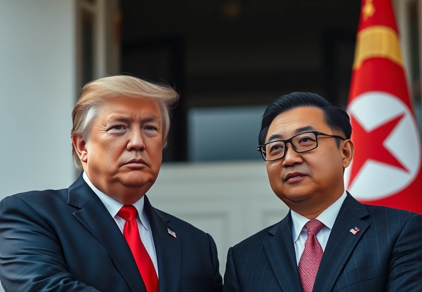 Representação visual de Trump y el nuevo presidente de Corea del Sur acuerdan hacer un trato sobre aranceles que satisfaga a ambos países.