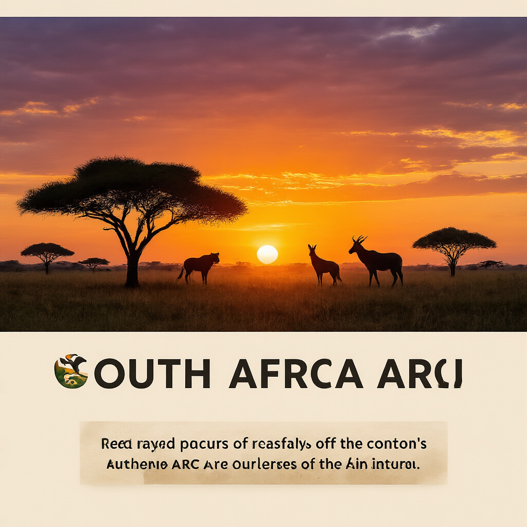 Best time to visit South Africa 10 Create a realistic image of a scenic African sunset over a national park in South Africa, with silhouettes of acacia trees and wildlife against an orange and purple sky, capturing the essence of the country's natural beauty during the golden hour, perfect for travelers planning their visit.