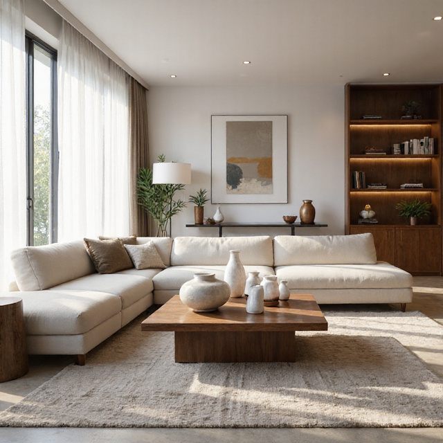 Modern South African living room with sculptural figurines