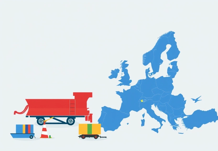 Representação visual de Crescimento de 3% nas exportações da UE no primeiro trimestre de 2025