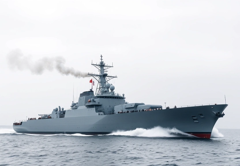Representação visual de Corea del Norte reflota un destructor que se volcó durante su lanzamiento, sorprendiendo a los analistas navales.